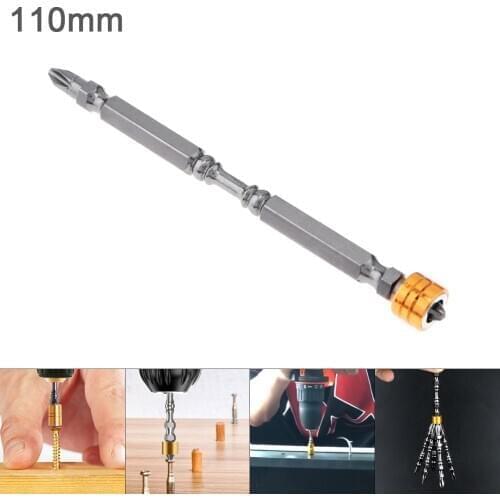 1pcs 1/4" PH2 110mm S2 Hardness Magnetic Electric Screwdriver Bit with Double Head Phillips Screw for Drill Hole