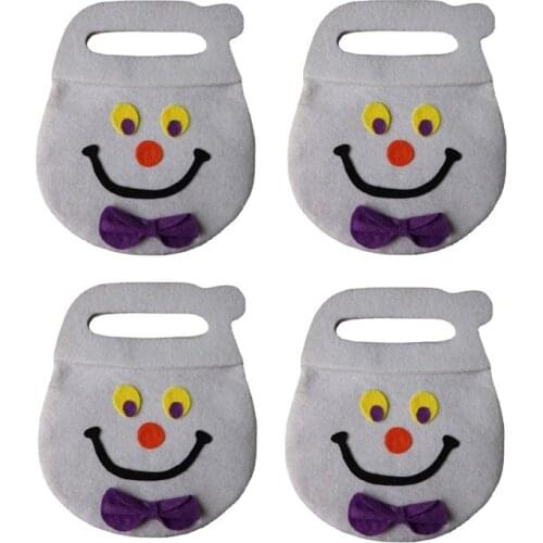 1pc Halloween Cookie White Ghost Candy Gift Bag Prop Treat or Trick Kids Gifts Buckets Home Party Supplies