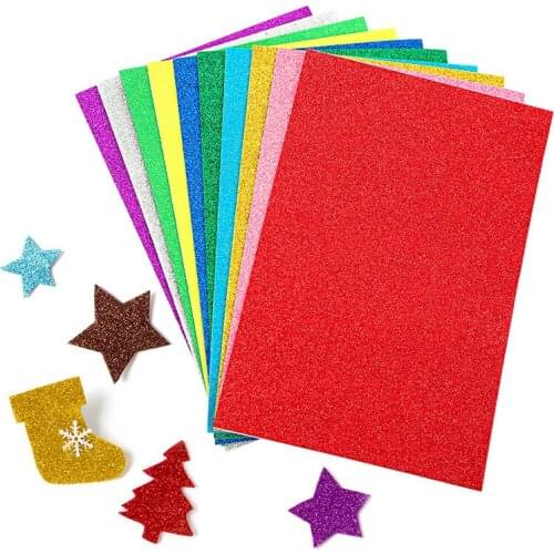 10 Sheets DIY Cutters Flash Gold Handcraft Foam Paper Sheets Glitter Foam Paper Sparkles Paper for Childrens Craft Activities