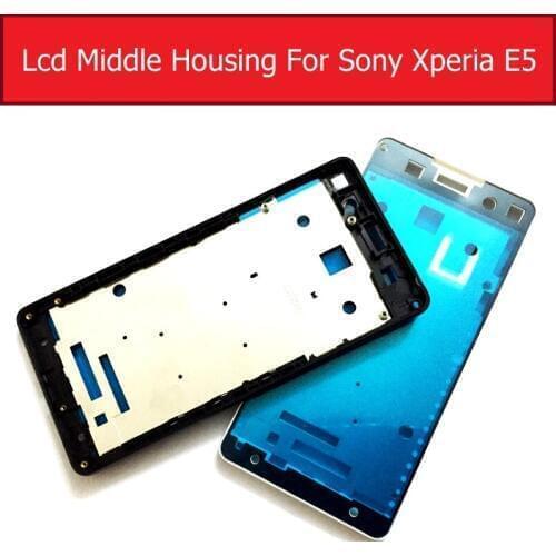 100% Genuine LCD Middle Housing For Sony Xperia E5 F3311 F3313 Mid Faceplate Front Frame Bezel Cover Case + Side Key Dust Plug