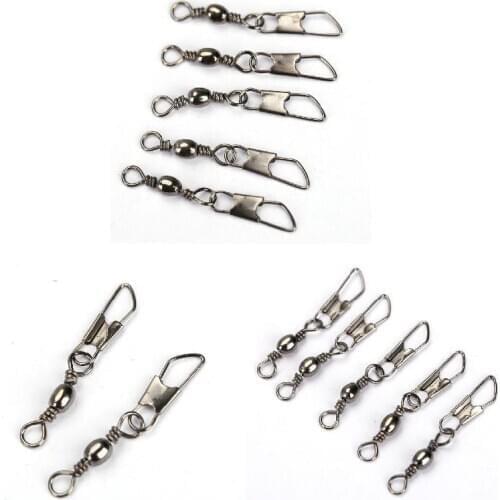 100pcs Fishing Barrel Swivel Pin Connector Solid Rings with Interlock Snap XR-Hot