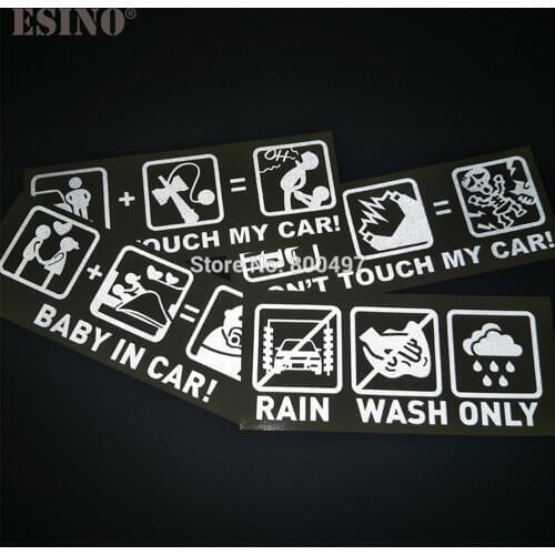 10 x Car Fashion Funny Decoration Car Accessory Don't Touch My Car Baby in Car Creative Reflective Stickers Car Body Decal