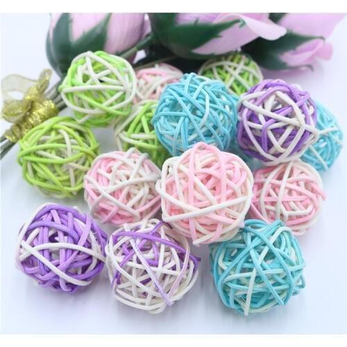 15PCS 3cm Double Colorful Rattan Ball Ornaments Sepak Takraw Home Ornament Christmas/Birthday Wedding Party Decorations