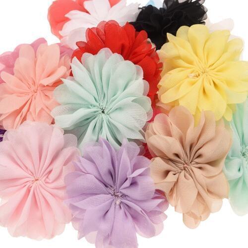 160PCS Chiffon Puff Flowers Cute Hair Accessories Boutique Ballerina Flowers Wedding decoration flower No Hairclip No Barrette