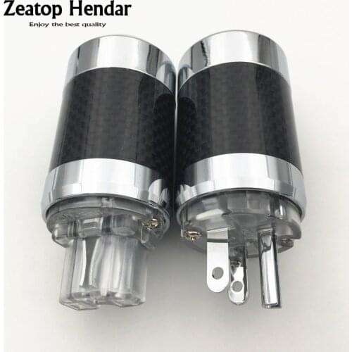 4Pairs Hi-end US Version Carbon Fiber Tellurium Copper Rhodium Plated AC Power Electrical Male Female Audio Plug ICE Connector