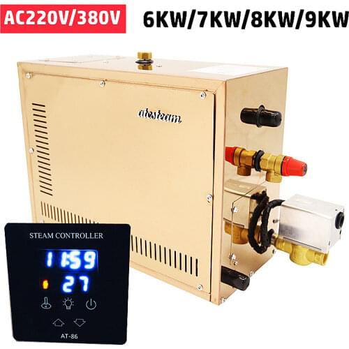 9KW Automatic Stainless Steel Steam Generator Automatic Descaling Sauna Room Steam Bath Machine For Spa Room Digital Controller