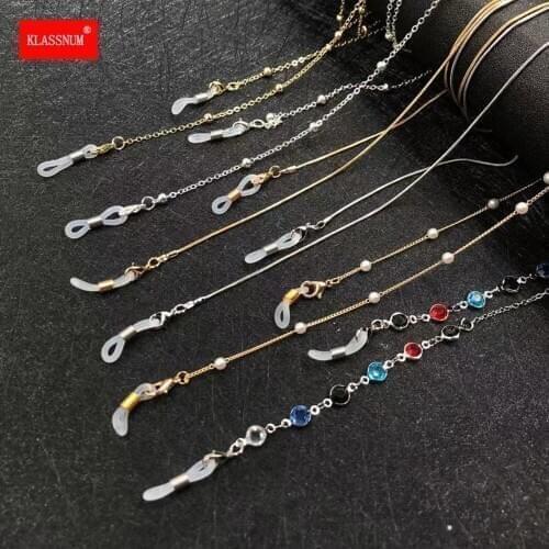 6pcs Sunglasses Masking Chains For Women Multiple Acrylic Pearl Crystal Eyeglasses Chains Fashion Sunglasses Spectacles Holder