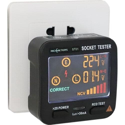 Digital voltager Socket Tester LCD Display Plug non contact voltage testers Socket Outlet electricity Tester NCV ST01