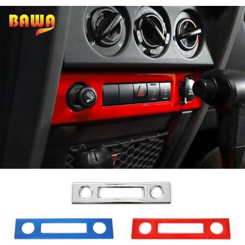 BAWA Car Cigarette Lighter Socket Decoration Panel Cover Trim Stickers for Jeep Wrangler JK 2007-2010 Interior Accessories
