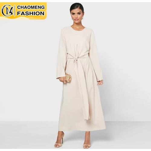 Eid Mubarek Elegant Solid Color Fashion Modest Abaya Dubai Turkey Hijab Dress American Islam Clothing Muslim For Women Vestidos