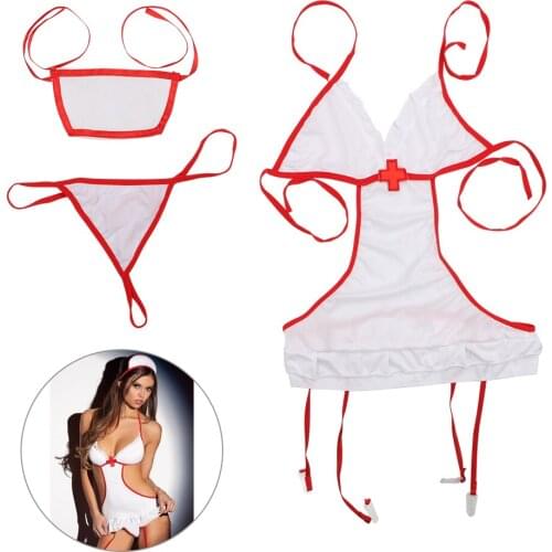 VATINE 3 piece/set Erotic Lingerie Cosplay Sexy Women Halter Nurse Uniforms Nurse Costumes Cosplay