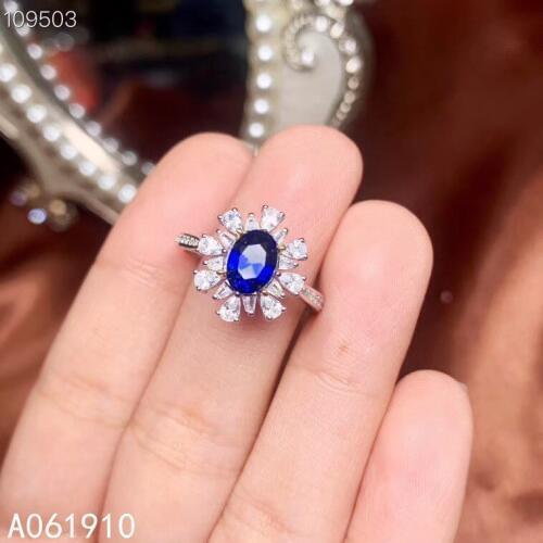 KJJEAXCMY fine jewelry 925 sterling silver inlaid Natural sapphire gemstone ring female support detection exquisite