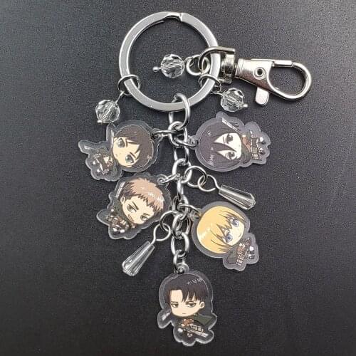 Attack on Titan Tiny Korean Style Acrylic Anime Key Ring Cartoon Keychain Boy Girl Birthday Women Party Pupil Jewelry Gift