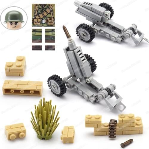 Military American M1 Type 75 Artillery Building Block Moc WW2 Figures Soldier War Weapons Model Child Christmas Gift Creator Toy