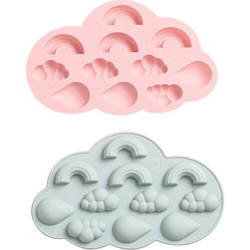 Creative 11 Grid Cartoon Cloud Rainy Water Drop Cake Rainbow Decoration Mold Silicone Baking Tool Pudding Chocolate Mold