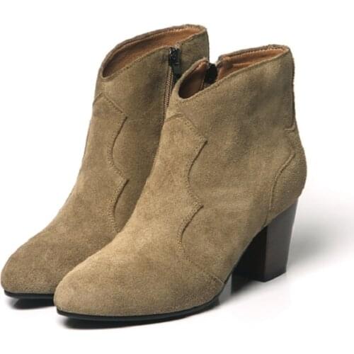 Hot Autumn Winter Women Boots Solid European Ladies shoes boots Suede Leather Ankle Boots With Thick Scrub Plus Size 35-43