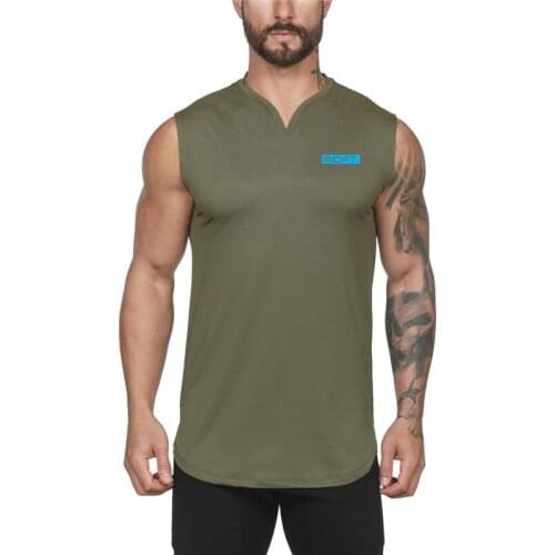 New Mens Training Casual Workout Tank Top Running Gym Clothing Bodybuilding Fitness Singlets Breathable Sleeveless V-Neck Vest