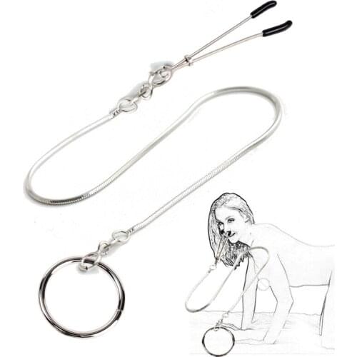 Metal bondage restraint Nose Clamps nipple clips chain leader Exotic Slave BDSM no vibrator sex toy for female male couple game