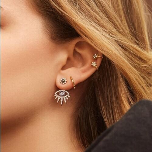 Fashion all-match inlaid zircon eyes tassel earrings temperament simple and irregular womens earrings exquisite fashion jewelry