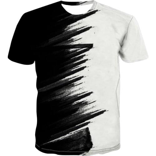 2021 casual printing summer 3D printing youth collarless Casual Short Sleeve Black and white graffiti mens T-shirt