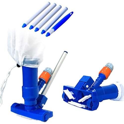 Swimming Pool Cleaning Kit Vacuum Cleaner Suction Head with Brushes Extendable Rod Mesh Bag