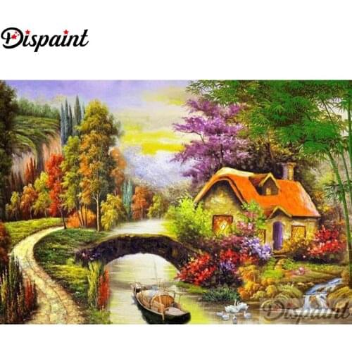Dispaint Full Square/Round Drill 5D DIY Diamond Painting "Dream hut landscape" Embroidery Cross Stitch 5D Home Decor A11931