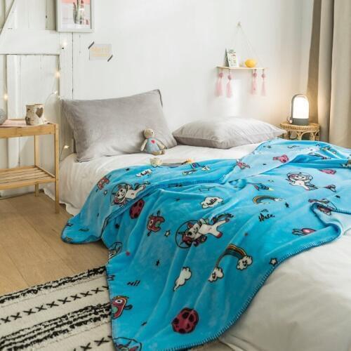 NEW Hot Cartoon horse blue Double-deck Blanket on Beds Cartoon Animal Pet Throw Blanket for Kids good quality Sofa Cover