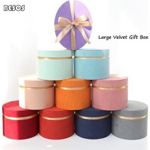 Wholesale Large Candy Colorful Cylindrical Velvet Suede Gift Box Wedding Party Flower Candy Jewelry Decorative Round Gift Box
