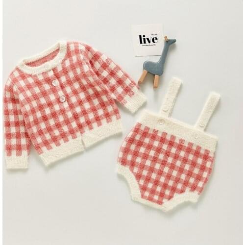 Autumn Toddler Kids Knitwear Sweater Cardigan Outwear Children Baby Infants Long Sleeve Plaid Knitting Coats Saco Outfits S12791