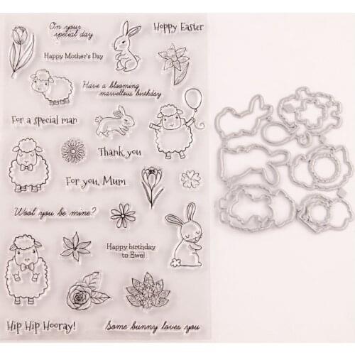 Easter Sheep Bunny 2021 New Seal Stamp with Cutting Dies Stencil DIY Scrapbooking Embossing Photo