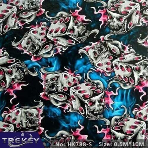 0.5M*10M Skull Dice Transfer Printing Film, Hydro Dipping Film Film For Aqua Print, hydro film HK788-S