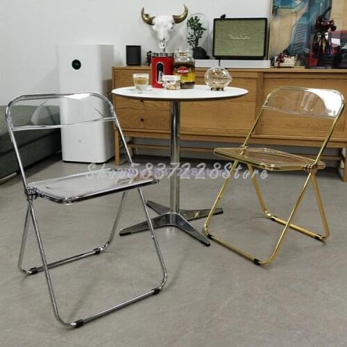 Transparent Dining Chair Nordic Folding Chair Home Back Net Red Chair Modern Simple Acrylic Makeup Stool