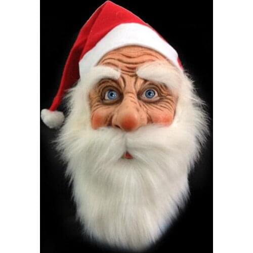 Merry Christmas Santa Claus Latex Mask Outdoor Ornamen Cute Santa Claus Costume Masquerade Wig Beard Dress up Xmas Party