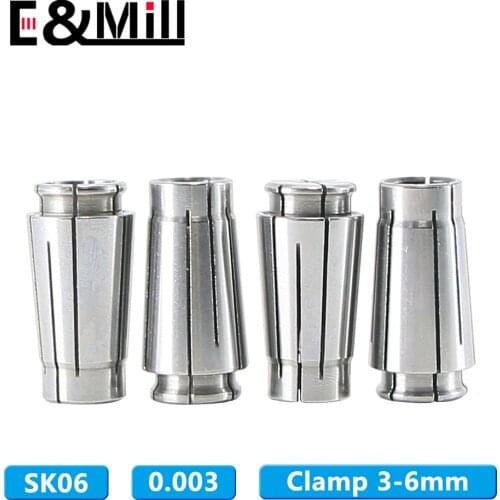 Sk06 collet high precision 0.003 collet sk chuck CNC lathe milling cutter chuck collet tool holder 3 4 5 6 3.175 1-8 hole chuck
