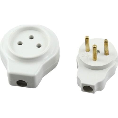 White 16A Israel male female assembly wiring power plug socket Pakistan european 3pins triprong docking connector plug Type H