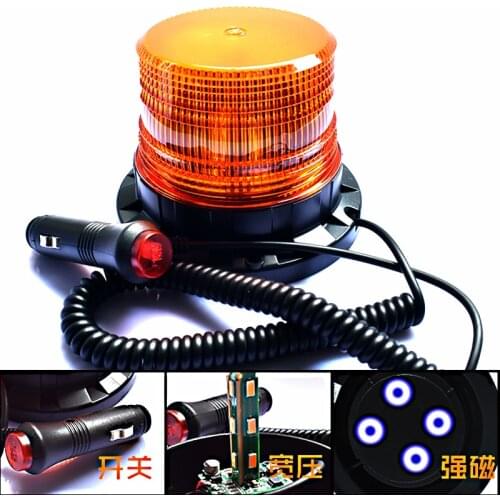 LED Strobe Light Police Light 9V12v/24v-80v Amber Warning Lights,Emergency Flash Beacon Light with Magnetic for Trucks Vehicles