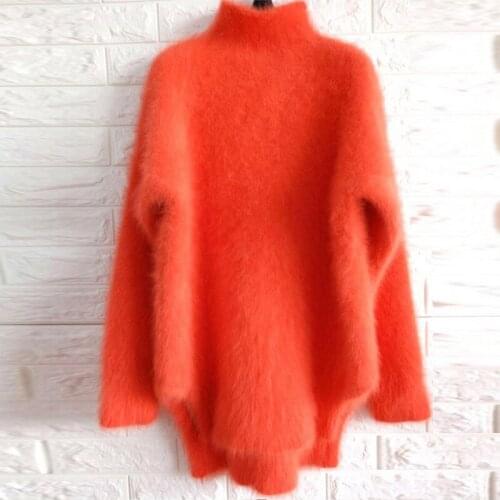 Fashion Fall Winter Women Thick Warm Sweater Turtleneck Irregular Soft Mohair Knit Pullover Bottoming Top Fairy Wool Knitwear