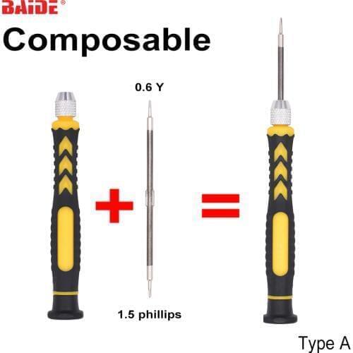 High Quality CRV 2 in 1 Combination Screw driver 0.8 1.2 0.6Y 1.5 Phillips Screwdriver for 7Plus iPhone 7 Repair Tool 200pcs/lot