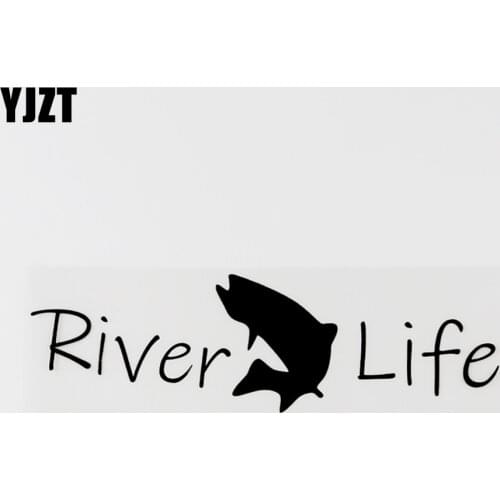 YJZT 16.5CM×5CM Fashion River Life Vinyl Motorcycle Car Sticker Decal Black/Silver 8C-0674