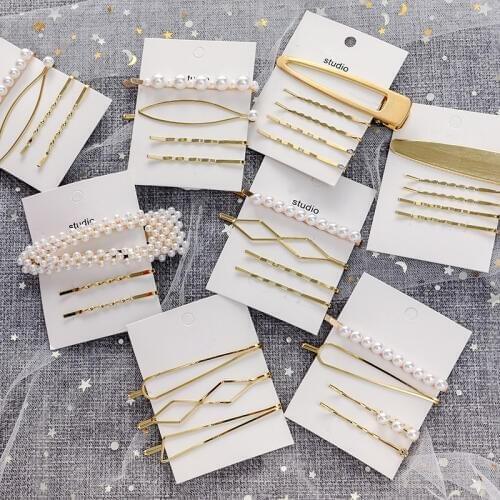 Korean Pearl Hair Clips for Women Fashion Hair Barrettes Set Girl Hairgrip Hair Pins Hair Accessories Hairpin Wedding Jewelry