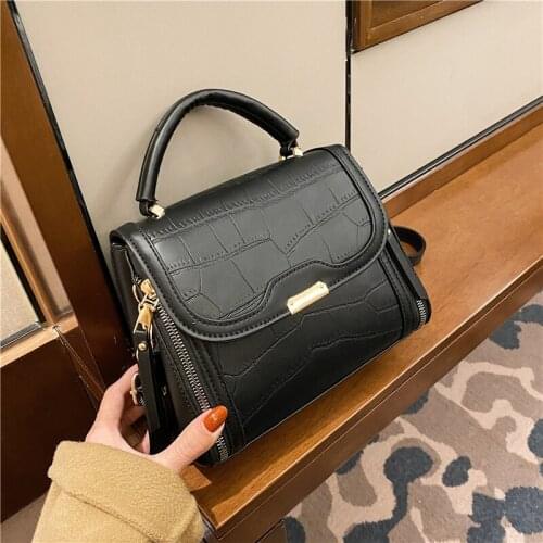 Ladies Handbag Fashion Shoulder Bag Retro Messenger Bag Stone Pattern Lady Bag Casual Female Bag Mobile Phone Bag Wallet