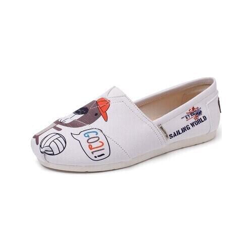 Spring and autumn hot wind canvas shoes female 2020 wave graffiti fashion students one pedal flat shoes