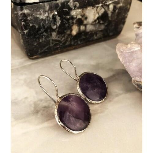 Dr Stone Natural Stone Women 'S Amethyst Stone Earrings AHL10 439800681
