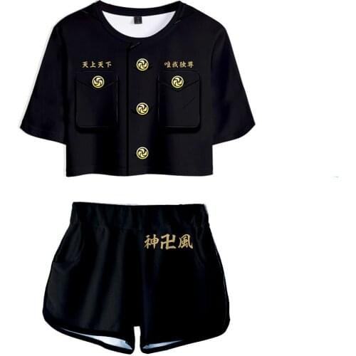 Anime Tokyo Revengers 3D Print Tracksuit Women Two Piece Set Top And Shorts Hanagaki Takemichi Ken Ryuguji Harajuku Clothes