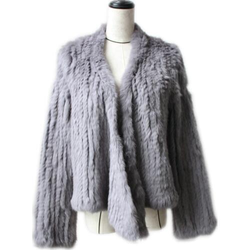 2021 New Winter Autumn Women Real Fur Coat Female Knitted Rabbit Coats Jacket Casual Thick Warm Fashion Slim Overcoat Clothing