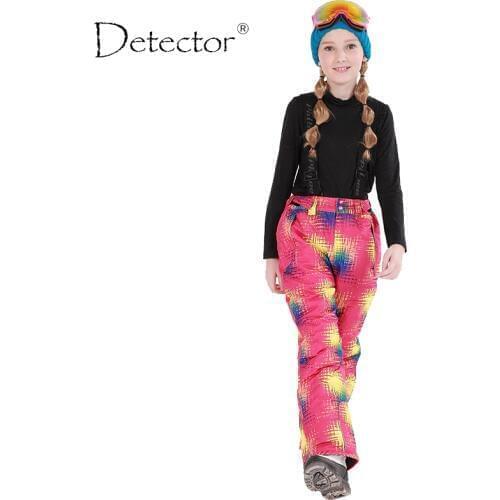 Detector Winter Girls Ski Pants Windproof Overall Pants Tracksuits for Children Waterproof Warm Kids Boys Snow Ski Trousers