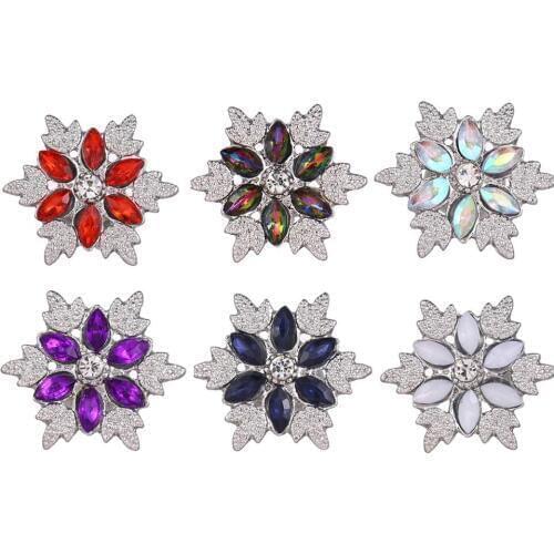 10pcs/lot New silver color 18mm Snap Button Jewelry Rhinestone Flower 18mm Snap Jewelry Fit Rose Gold Snap Bracelet Necklace