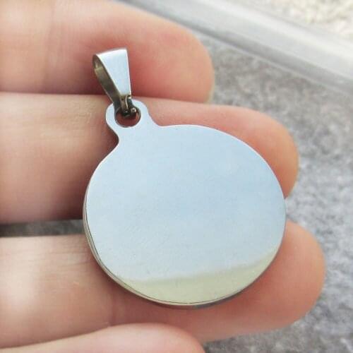 100pcs/lot Stainless Steel Outside-hole Circle Pet Dog Tags Pendants Round Pet ID Tags with Mirror Surface