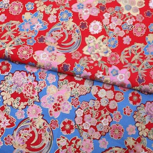 2 Sizes Japanese Style Bronzing Cotton Fabric For Women Garment Home Textile Decoration DIY Sewing Craft Materials