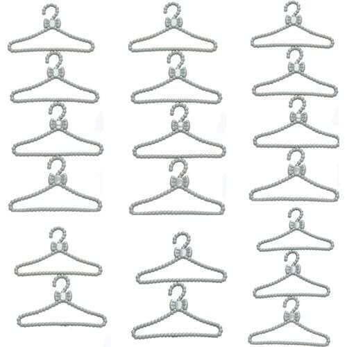 NK 20 Pcs Hot Sell Doll Clothes Hangers For Barbie Doll & Other 1/6 Dolls Doll Accessories Silver Gray Color Bow Design Hangers